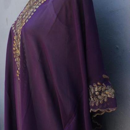Wedding Summer Party Kaftan Dress Petite Purple..