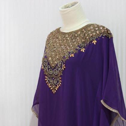 Gold Embroidery Dubai Abaya Caftan Maxi Dress Very..