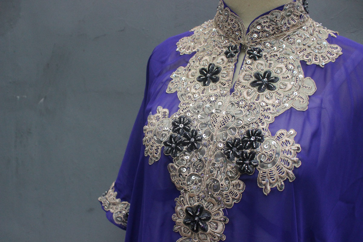 Petite Chiffon Wedding Summer Party Maxi Kaftan Dress Beautiful Purple Caftan Sequin Dress Embroidery